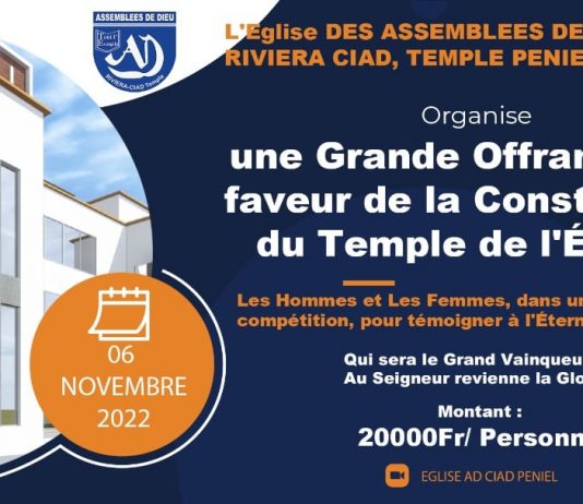 Une grande Offrande, en faveur de la Construction du Temple de l’Éternel
